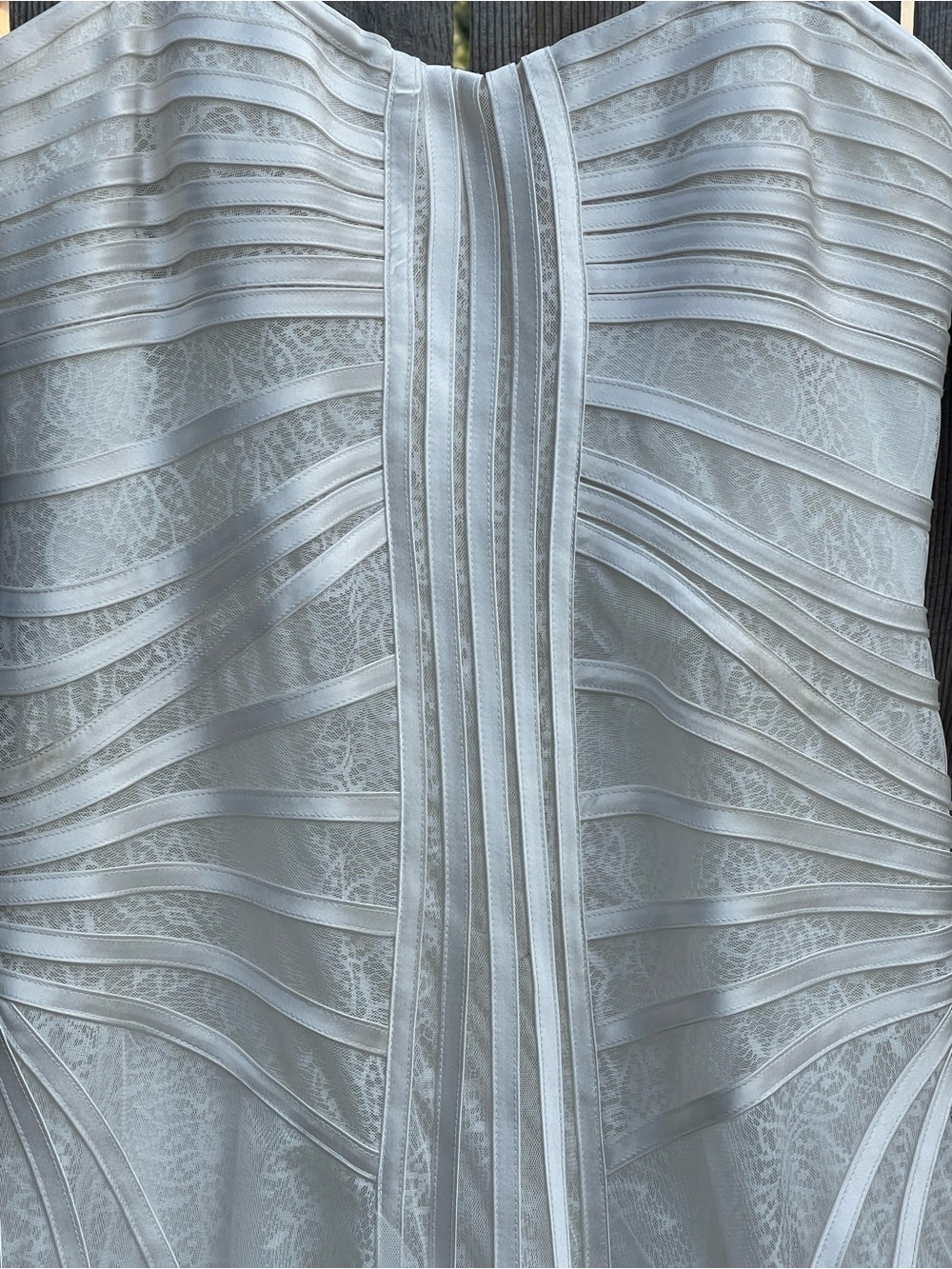BCBGMAXAZRIA Magnolia Gown Ivory White Pleated Draped Bridal Wedding Dress 12 - Picture 3 of 13